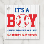 Little Slugger Baseball Boy Baby shower Bedankjes Labels (Voorkant)