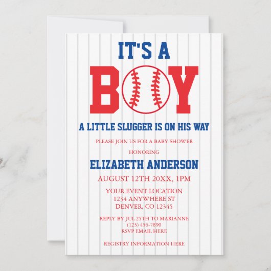 Little Slugger Baseball Boy Baby shower Kaart (Voorkant)