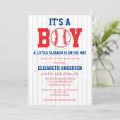 Little Slugger Baseball Boy Baby shower Kaart (Staand voorkant)