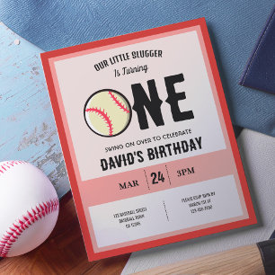 Little Slugger Baseball Budget 1st Birthday Invite