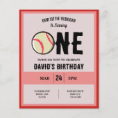 Little Slugger Baseball Budget 1st Birthday Invite (Voorkant)