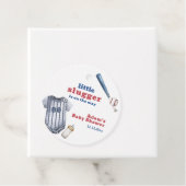 Little Slugger Baseball Shirt Bottle Baby Shower Bedankjes Labels (In situ)