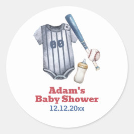 Little Slugger Baseball Shirt Bottle Baby Shower  Ronde Sticker