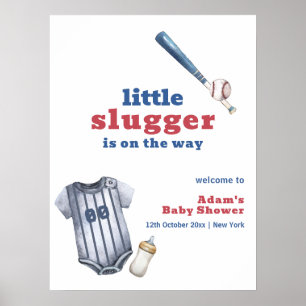 Little Slugger Baseball T-shirt Baby Shower Welkom Poster