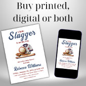 Little Slugger Blue Boy Sport Baseball Baby shower Kaart