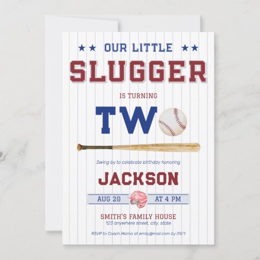 Little Slugger Boy 2nd Birthday Baseball Kaart (Voorkant)