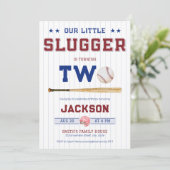 Little Slugger Boy 2nd Birthday Baseball Kaart (Staand voorkant)