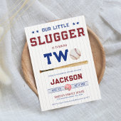 Little Slugger Boy 2nd Birthday Baseball Kaart