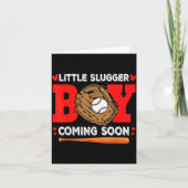 Little Slugger Boy Coming Soon Baby Announcement B Kaart (Voorkant)