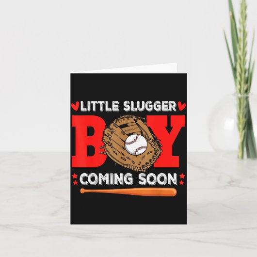 Little Slugger Boy Coming Soon Baby Announcement B Kaart (Voorkant)