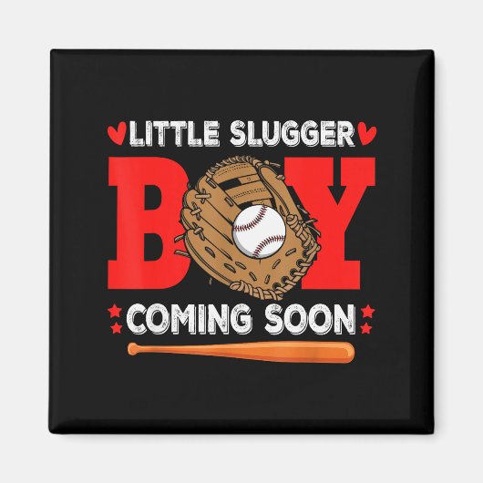 Little Slugger Boy Coming Soon Baby Announcement B Magneet (Voorkant)