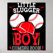 Little Slugger Boy Coming Soon Baby Announcement B Poster (Voorkant)
