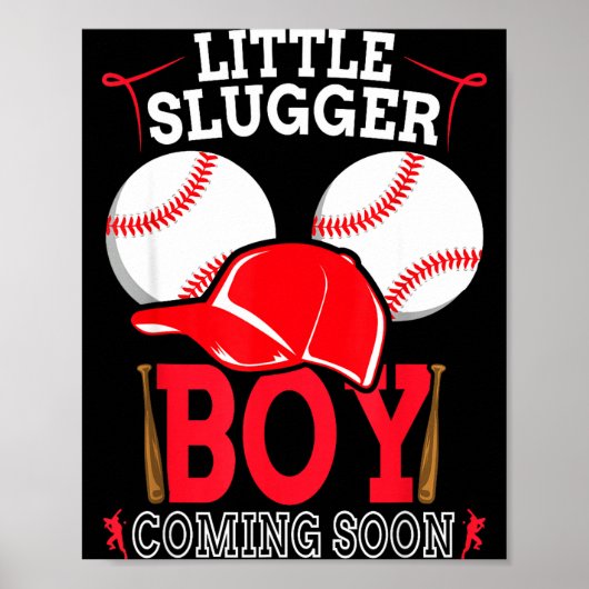 Little Slugger Boy Coming Soon Baby Announcement B Poster (Voorkant)