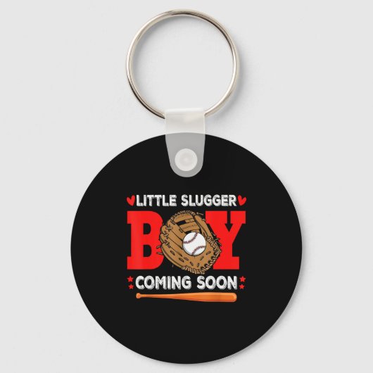 Little Slugger Boy Coming Soon Baby Announcement B Sleutelhanger (Voorkant)