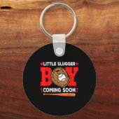 Little Slugger Boy Coming Soon Baby Announcement B Sleutelhanger (Voorkant)