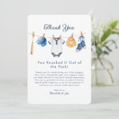 Little Slugger Clothesline Baby Shower Bedankt (Staand voorkant)