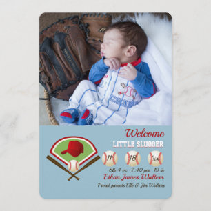 Little Slugger Fotogeboorteaankondiging Aankondiging