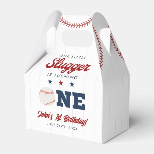 Little Slugger Honkbal 1e Verjaardag Bedankdoosjes (Voorkant Zijde)