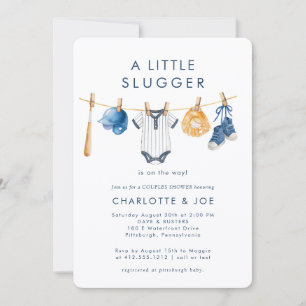 Little Slugger-honkbal waslijn koppel baby shower Kaart