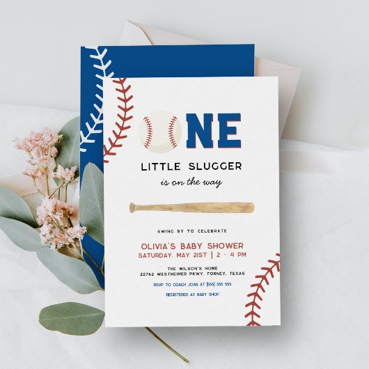 Little Slugger On The Way Honkbal Baby shower Kaart