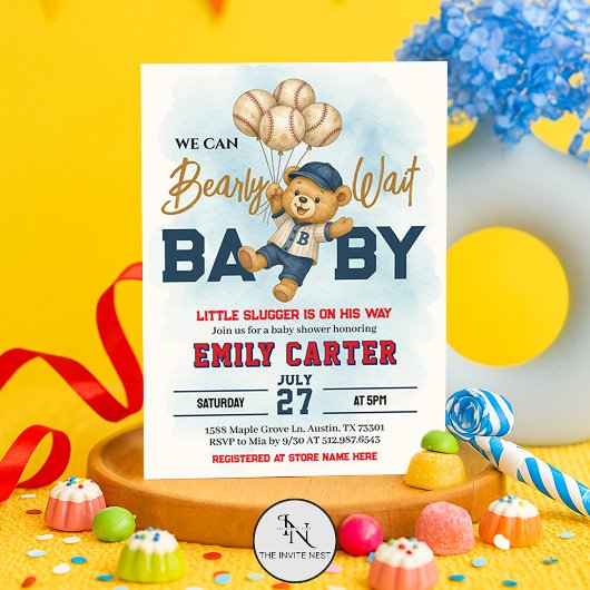 Little Slugger wacht bijna op honkbal Baby shower Kaart