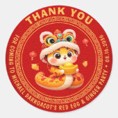Little Snake Red Egg & Ginger Party Thank You Ronde Sticker (Voorkant)