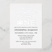 Little Snowflake 1st Birthday Folie Uitnodiging (Voorkant)