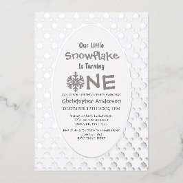 Little Snowflake 1st Birthday Folie Uitnodiging