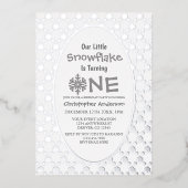 Little Snowflake 1st Birthday Folie Uitnodiging (Voorkant)