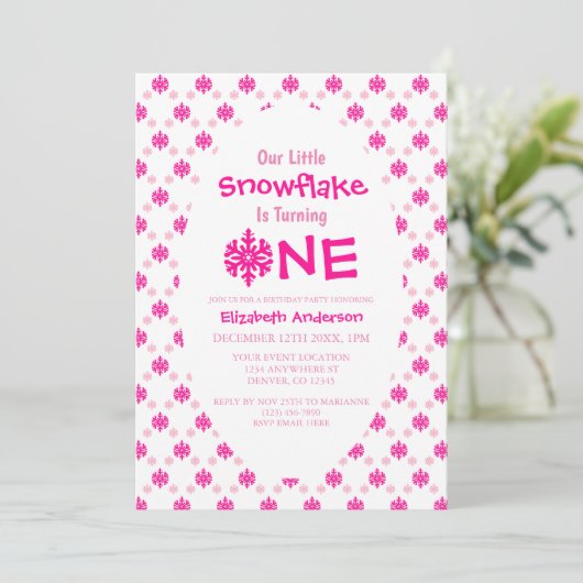 Little Snowflake 1st Birthday Kaart (Staand voorkant)