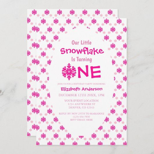 Little Snowflake 1st Birthday Kaart (Voorkant / Achterkant)