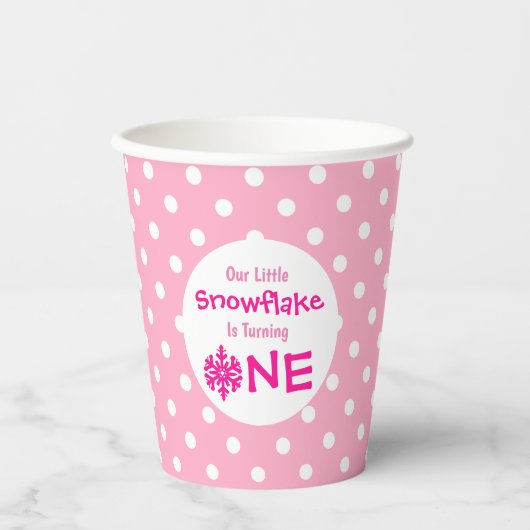 Little Snowflake 1st Birthday Papieren Bekers (Voorkant)