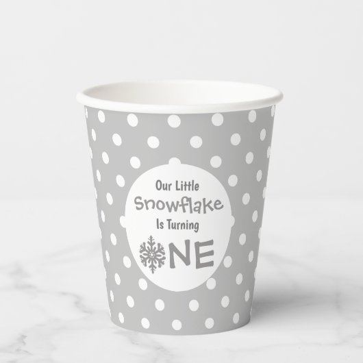 Little Snowflake 1st Birthday Papieren Bekers (Voorkant)
