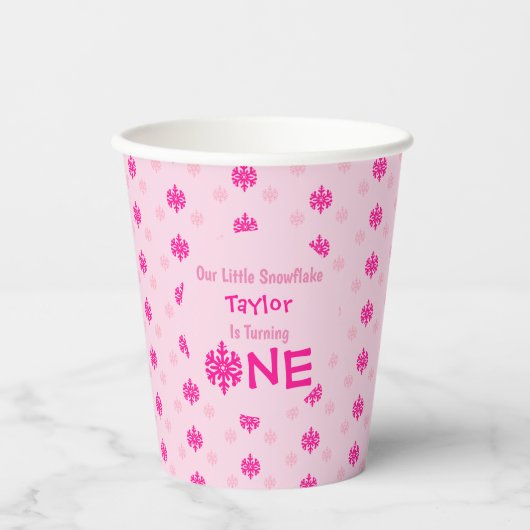 Little Snowflake 1st Birthday Papieren Bekers (Voorkant)