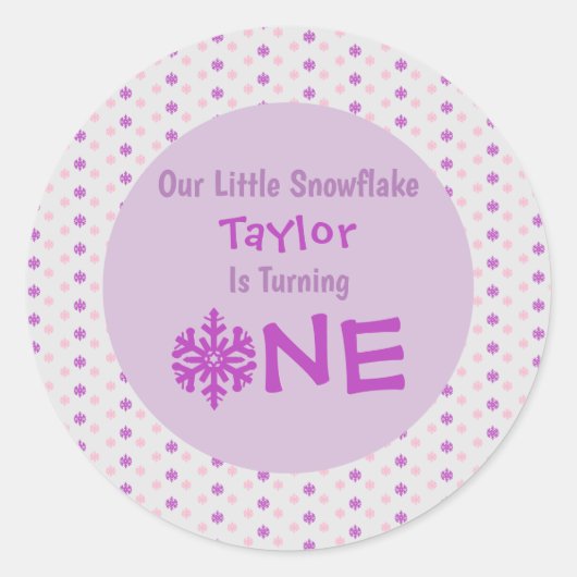 Little Snowflake 1st Birthday Ronde Sticker (Voorkant)
