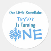 Little Snowflake 1st Birthday Ronde Sticker (Voorkant)