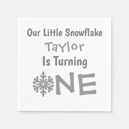 Little Snowflake 1st Birthday Servet (Voorkant)