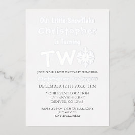Little Snowflake 2e verjaardag Folie Uitnodiging