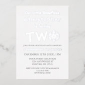 Little Snowflake 2e verjaardag Folie Uitnodiging (Voorkant)