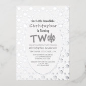 Little Snowflake 2e verjaardag Folie Uitnodiging (Voorkant)