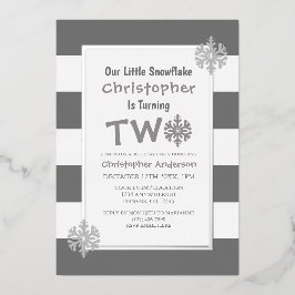 Little Snowflake 2e verjaardag Folie Uitnodiging