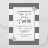 Little Snowflake 2e verjaardag Folie Uitnodiging (Voorkant)