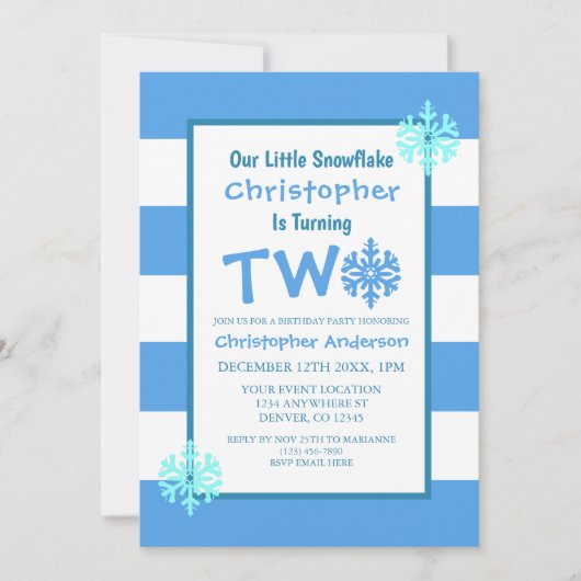 Little Snowflake 2e verjaardag Kaart (Voorkant)