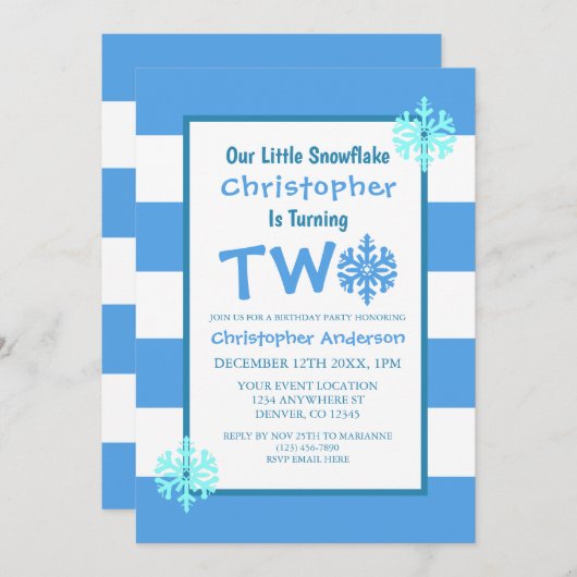 Little Snowflake 2e verjaardag Kaart (Voorkant / Achterkant)