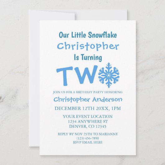 Little Snowflake 2e verjaardag Kaart (Voorkant)