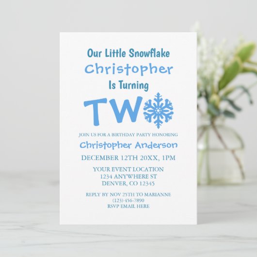 Little Snowflake 2e verjaardag Kaart (Staand voorkant)