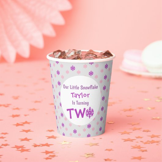 Little Snowflake 2e verjaardag Papieren Bekers (Insitu)
