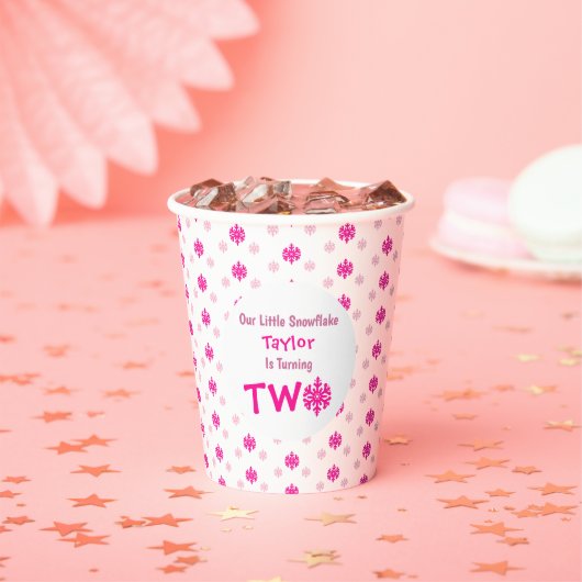Little Snowflake 2e verjaardag Papieren Bekers (Insitu)