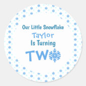 Little Snowflake 2e verjaardag Ronde Sticker (Voorkant)