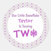 Little Snowflake 2e verjaardag Ronde Sticker (Voorkant)